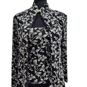 Vintage Xscape By Joanna Chen Blouse and Jacket Black / Silver Sparkly Women's S